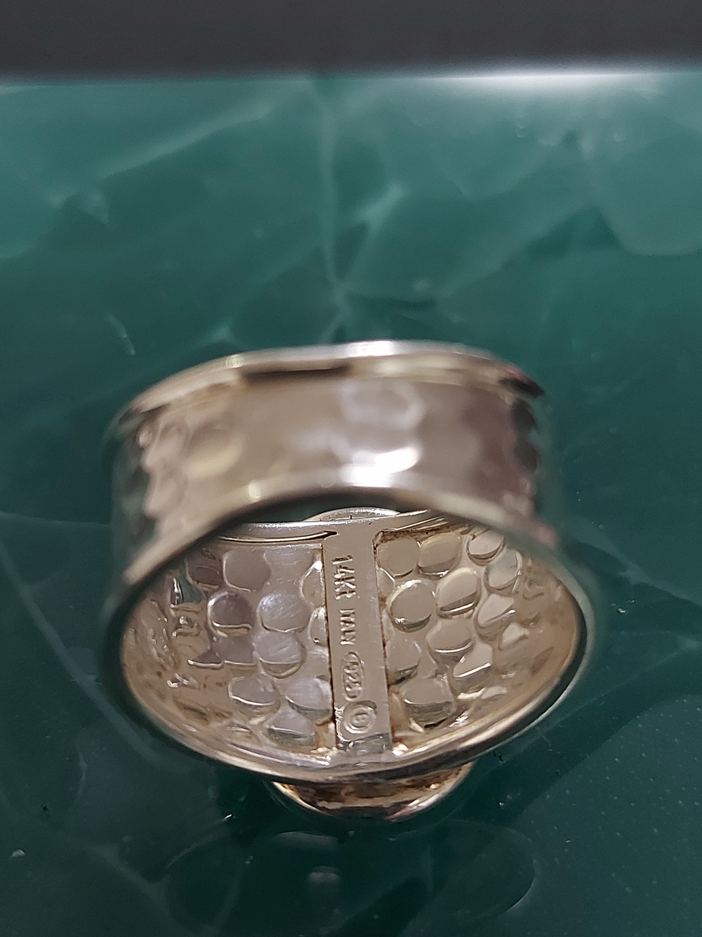 14K Yellow Gold Textured Wide Band Ring